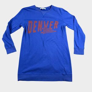 Junk Food Denver Broncos Sweatshirt Dress Large Blue Vintage Style NFL Football